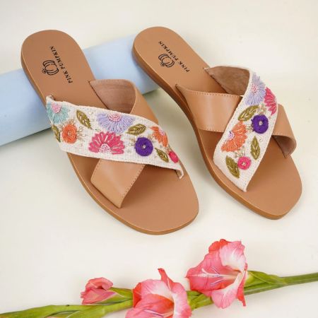 Handmade Rustic Cross Strap Slip with Artisan Detailing