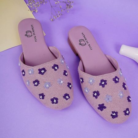 Pastel Pink Mules with Playful Comfort Patterned