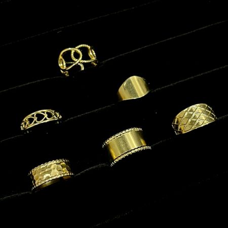 18K Gold Plated Minimal Adjustable Ring Stack Set