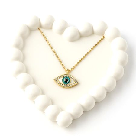 18K Gold Plated Round Evil Eye Necklace