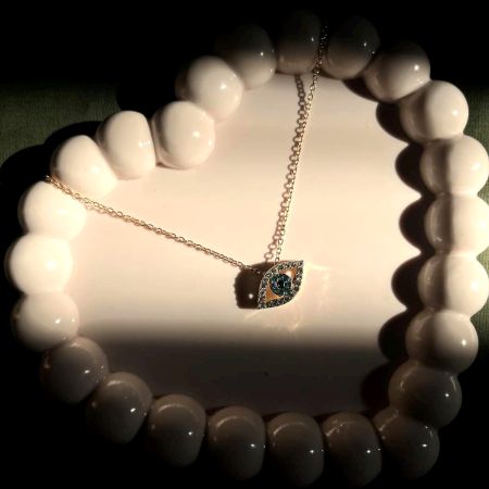 18K Gold Plated Round Evil Eye Necklace