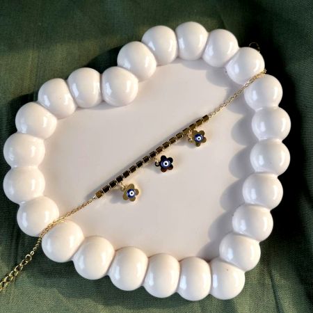 18K Gold Plated Floral Evil Eye Tennis Bracelet