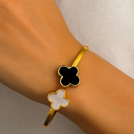 18K Gold Plated Black Van Cleef Inspired Kada