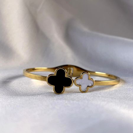 18K Gold Plated Black Van Cleef Inspired Kada