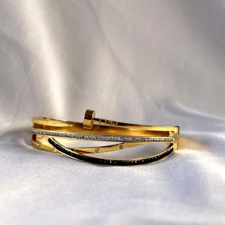 18K Gold Plated Nail CZ Layered Bracelet