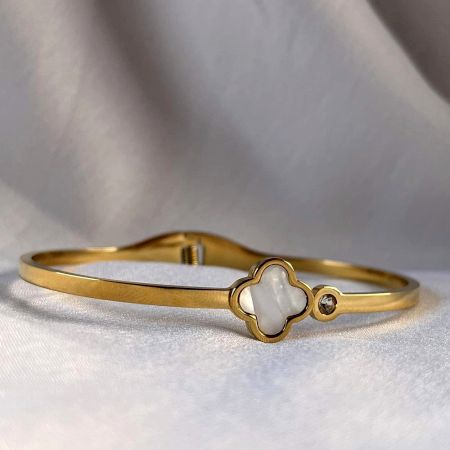 18K Gold Plated White Van Cleef Zirconia Kada