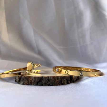 18K Gold Plated Classic and Nail Kada Set