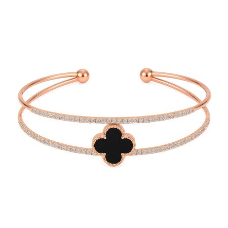 18K Rose Gold Plated Black Floral Inspired Kada