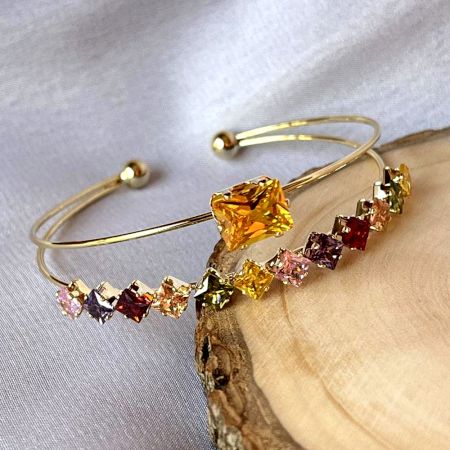 18K Gold Plated Navaratan Multistone Kada