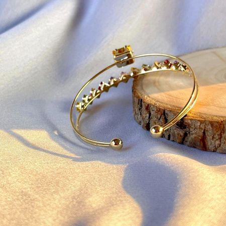 18K Gold Plated Navaratan Multistone Kada