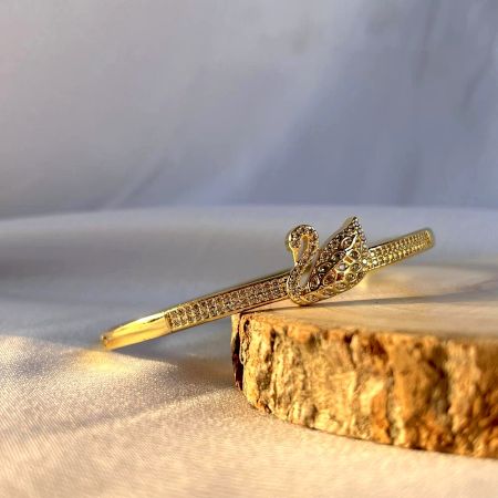 18K Gold Plated Swan Cubic Zirconia Kada