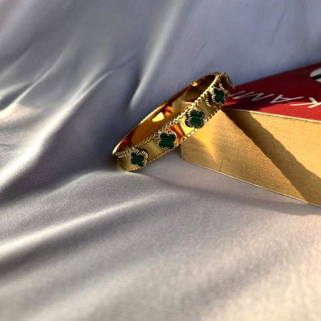 18K Gold Plated Emerald Floral Inspired Kada