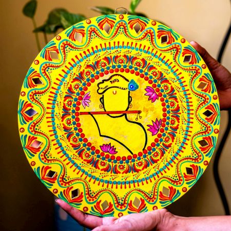 Handcrafted Murlidhar Krishna Mandala Wall Painting