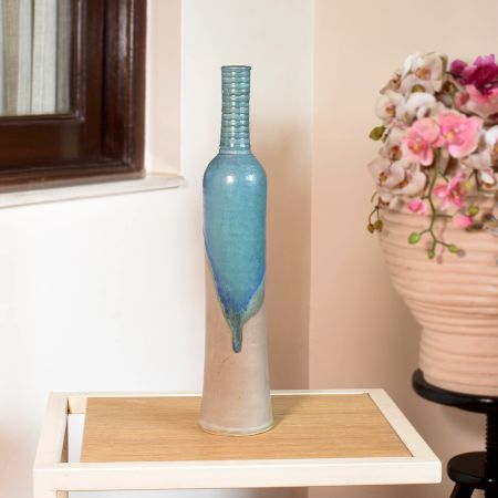 Handmade Ceramic Blue Vase by Artist Meena Vohra