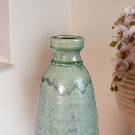 Handcrafted Ceramic Turquoise Vase by Artist Meena Vohra