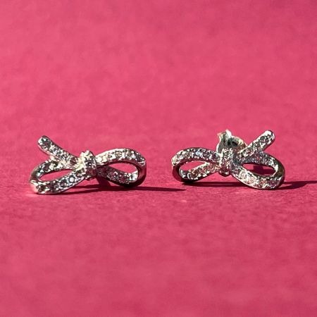 925 Sterling Silver Puffed Ribbon Design Earrings