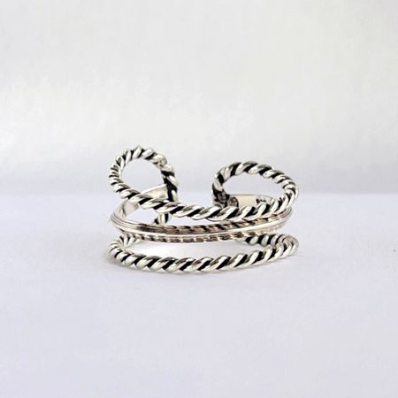 Sterling Silver Triple Layer Twisted Statement Ring