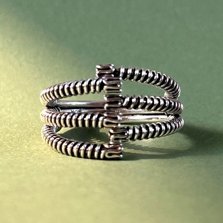 925 Sterling Silver Oxidised Twisted Flexi Ring