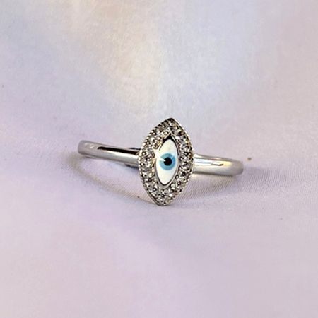 925 Sterling Silver Evil Eye Adjustable Protection Ring