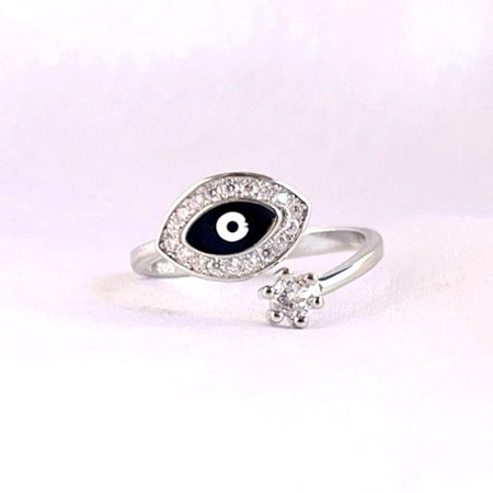 Sterling Silver Deep Blue Evil Eye Protection Ring