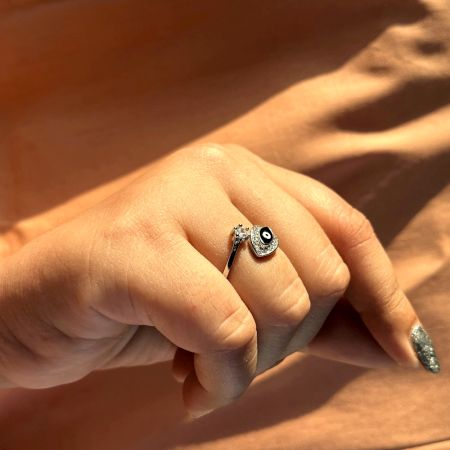 Sterling Silver Deep Blue Evil Eye Protection Ring