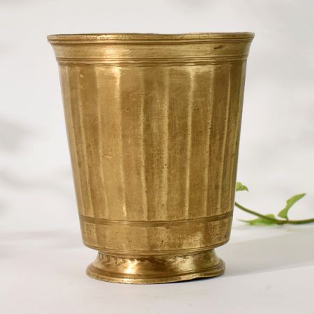 Vintage Brass Panchpatra Holy Glass Pot for Pooja