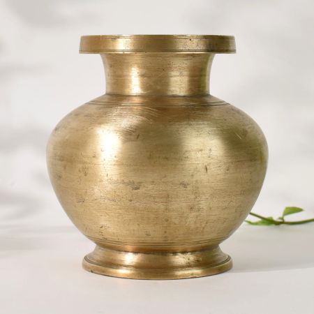Vintage Brass Holy Water Pot Handmade South Indian Traditional Kalash