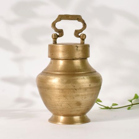 Vintage Brass Ganga Jal Pot Handmade South Indian Kamandal