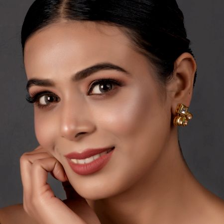 Gold Tone Square & Triple Teardrop Cluster Earrings Pair