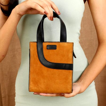 Minimal Rust Orange Leather Handbag Everyday Carry