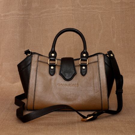 Cork Ganache Leather Handbag with Magnetic Loop