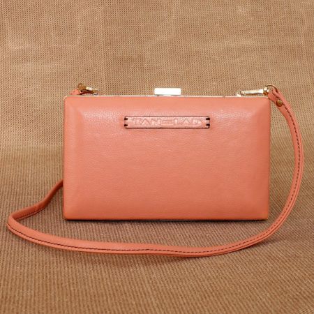 Blush Leather Clutch Clasp Closure Divider