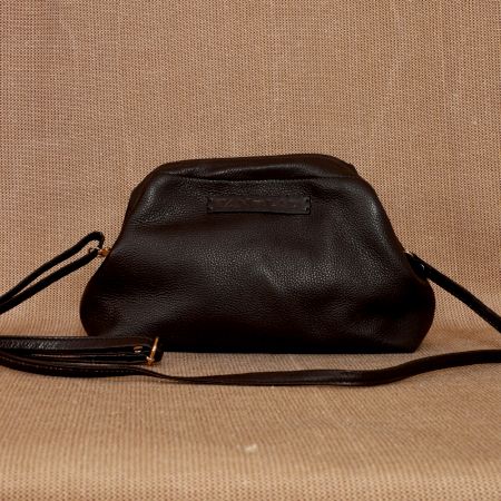 Ganache Leather Clutch Frame Clasp Multi Pocket