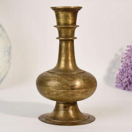 Handmade Brass Hookah Base Vase for Artistic Home Decor