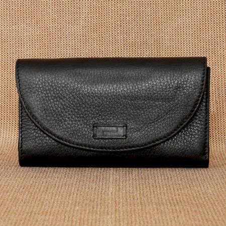Charcoal Leather Wallet Magnetic Flap Detachable Sling