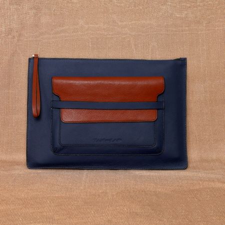 Navy Sienna Laptop Sleeve Zipper Closure Pockets