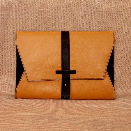 Jungle Leather Laptop Sleeve Knob Stud Closure