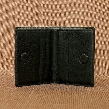 Jungle Charcoal Leather Wallet Hidden Magnet Currency