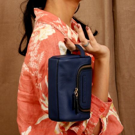 Clutch Sienna Leather Travel Kit Two Way Zipper