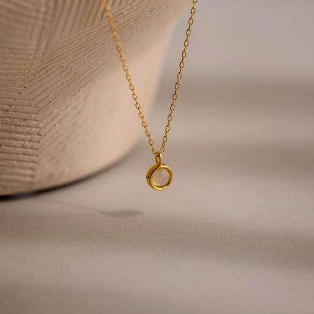 Gold Plated Minimalist Moonstone Pendant Necklace