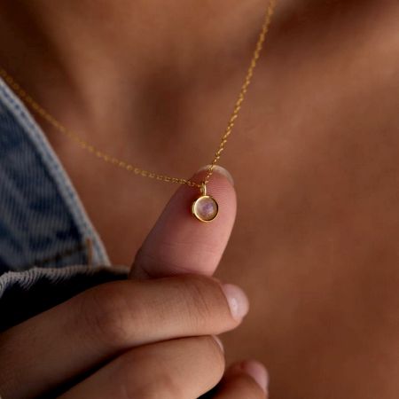 Gold Plated Minimalist Moonstone Pendant Necklace