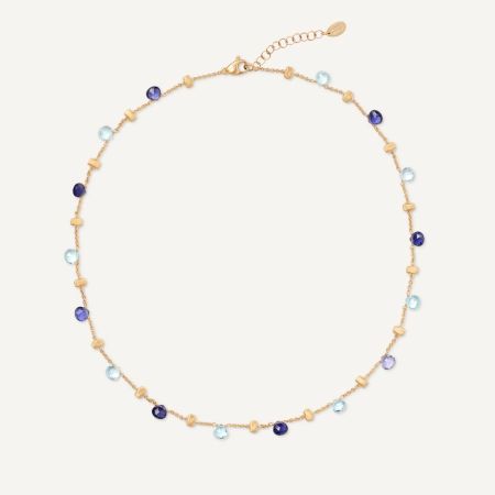 Gemstone Beaded Necklace with Iolite, Amethyst and Blue Topaz