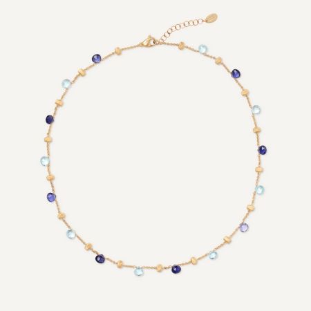 Gemstone Beaded Necklace with Iolite, Amethyst and Blue Topaz