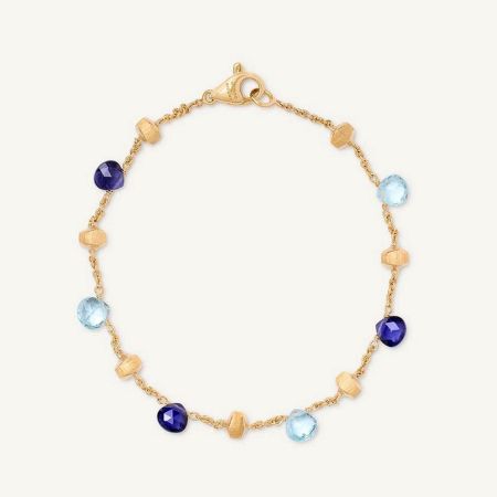 22K Gold Plated Gemstone Bracelet with Iolite and Blue Topaz