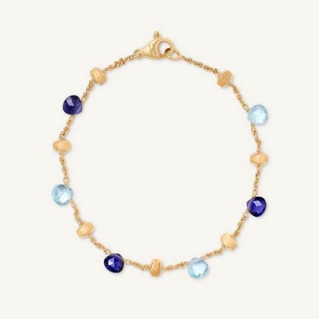 22K Gold Plated Gemstone Bracelet with Iolite and Blue Topaz