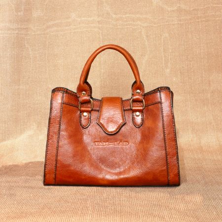 Handcrafted Caramel Crunch Handbag Leather
