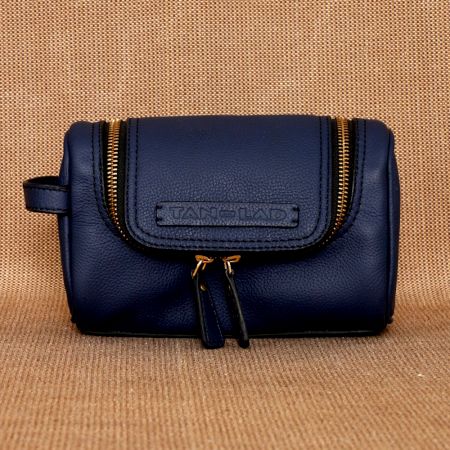 Handcrafted Navy Sienna Travel Kit Leather Trendy