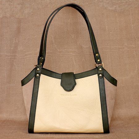 Handcrafted Honey Dew Dove Tote Bag Leather Premium