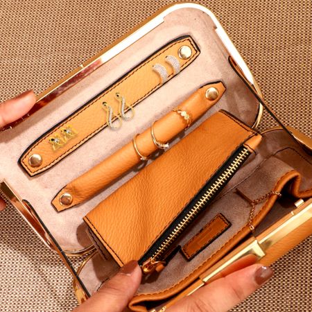 Handmade Peach Clutches Leather Polished Refined Radiant