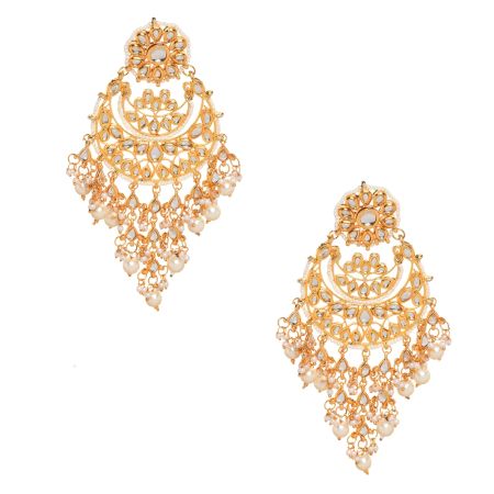 Kundan Pearl Chandelier Earrings for Women
